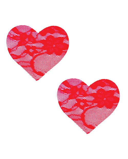 Neva Nude Neva Nude Lace Heart Pasties - Red O/S