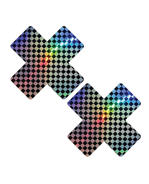 Neva Nude Neva Nude Holographic X Factor Pasties - Rainbow/Black O/S