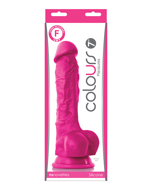 Colours Colours Pleasures 7" Dong w/Balls & Suction Cup - Pink