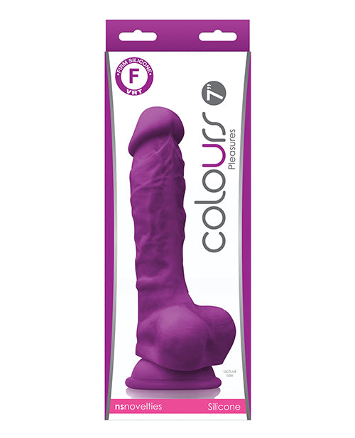 Colours Colours Pleasures 7" Dong w/Balls & Suction Cup - Purple