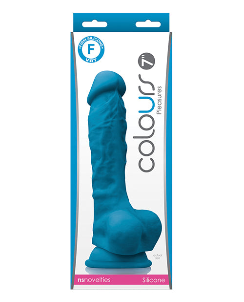Colours Colours Pleasures 7" Dong w/Balls & Suction Cup - Blue