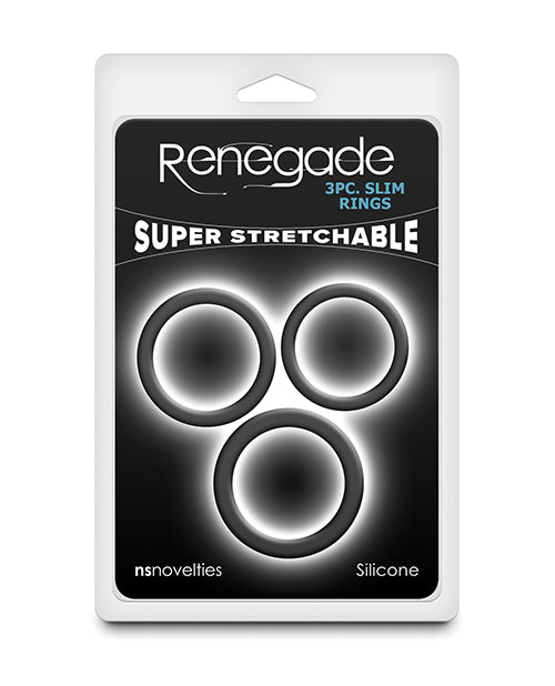 Renegade Renegade Slim Cock Rings - Black, 3 pc Set