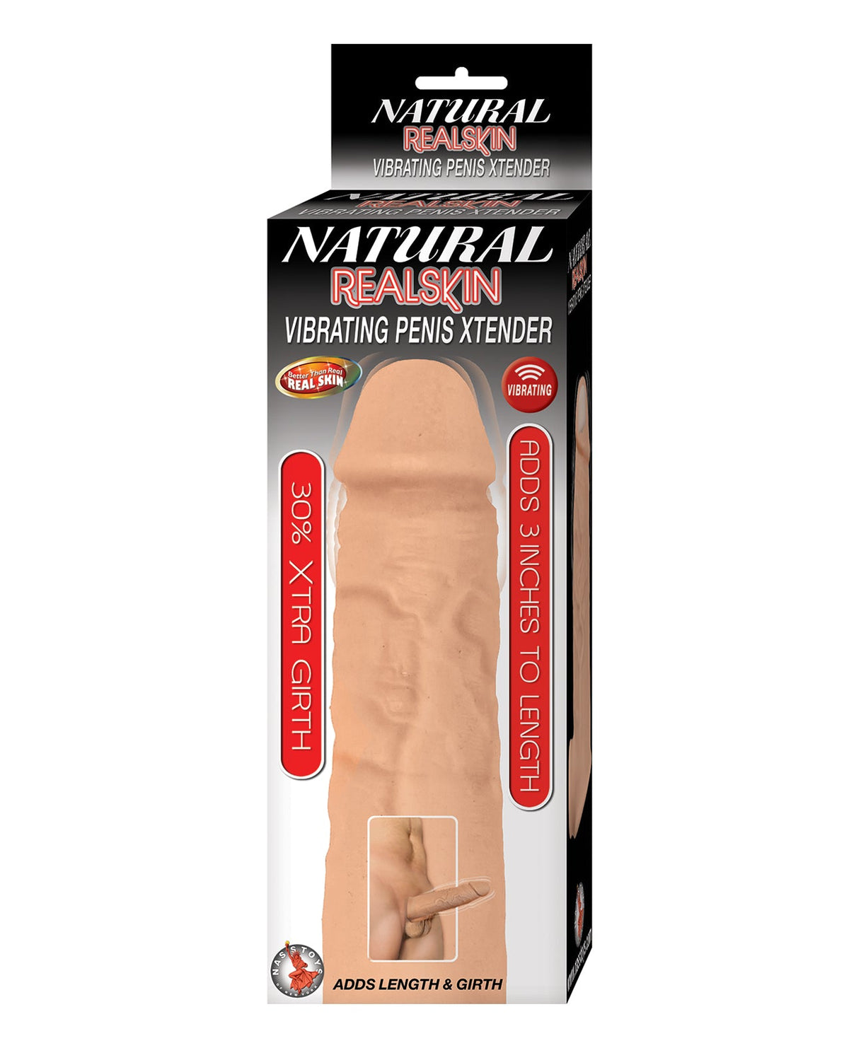 Natural Realskin Natural Realskin Vibrating Penis Xtender - White