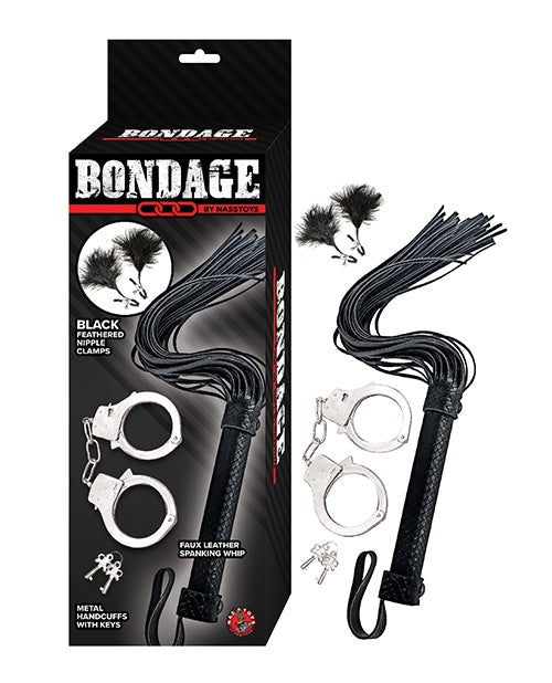 Nasstoys Bondage by Nasstoys Whip & Cuff Set - Black