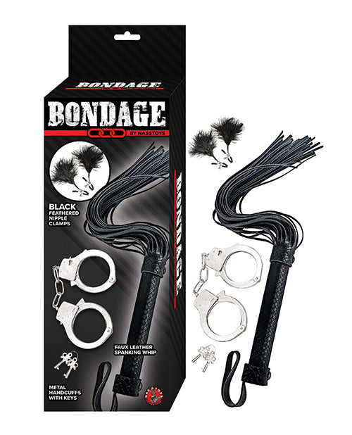 Nasstoys Bondage by Nasstoys Whip & Cuff Set - Black