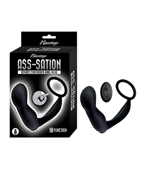 Ass-sation Ass-station Contoured Anal Plug w/Remote - Black
