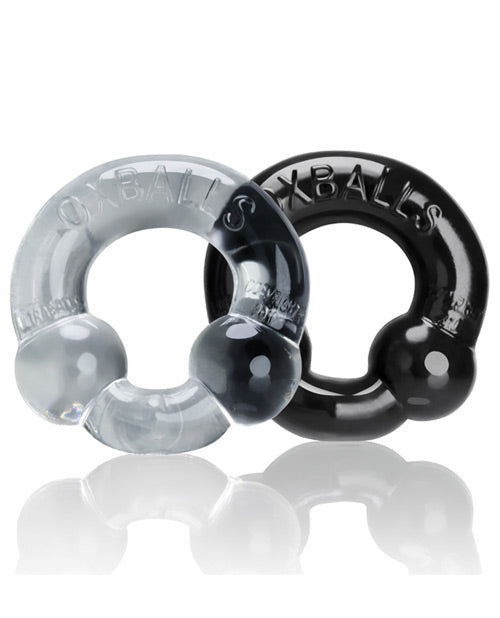 Oxballs Oxballs Ultraballs Cock Rings - Black/Clear Pack of 2