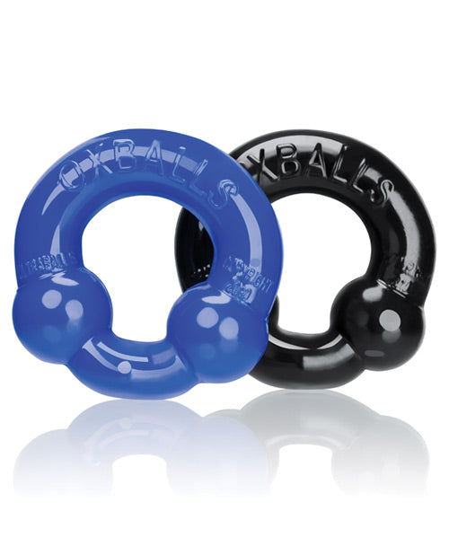 Oxballs Oxballs Ultraballs Cock Rings - Black/Police Blue Pack of 2