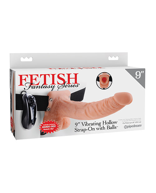 Fetish Fantasy Series Fetish Fantasy Series 9" Vibrating Hollow Strap On w/Balls - Flesh