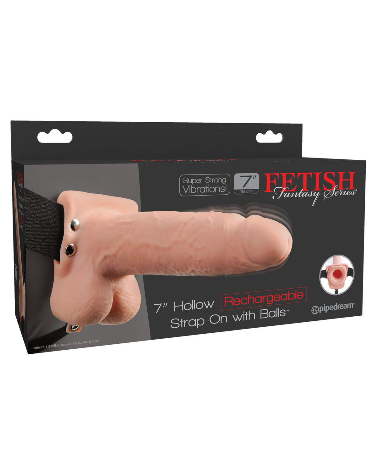 Fetish Fantasy Series Fetish Fantasy Series 7" Hollow Rechargeable Strap On w/Balls - Flesh