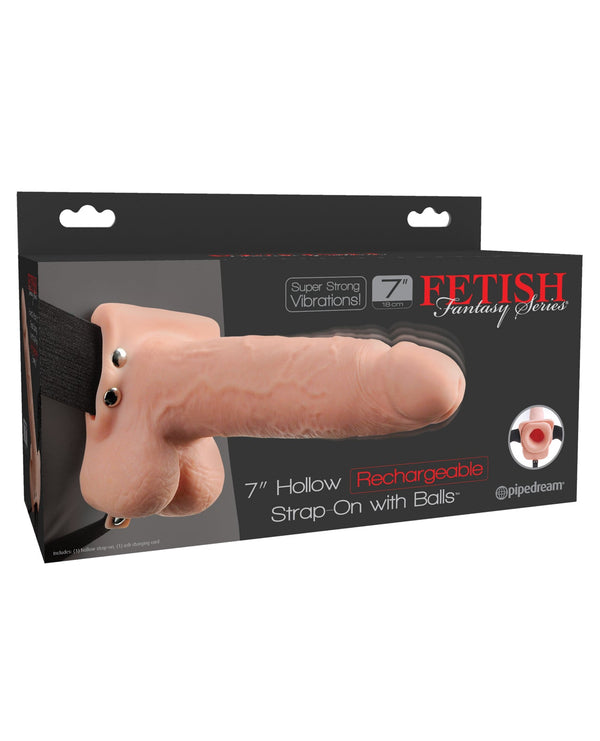 Fetish Fantasy Series Fetish Fantasy Series 7" Hollow Rechargeable Strap On w/Balls - Flesh