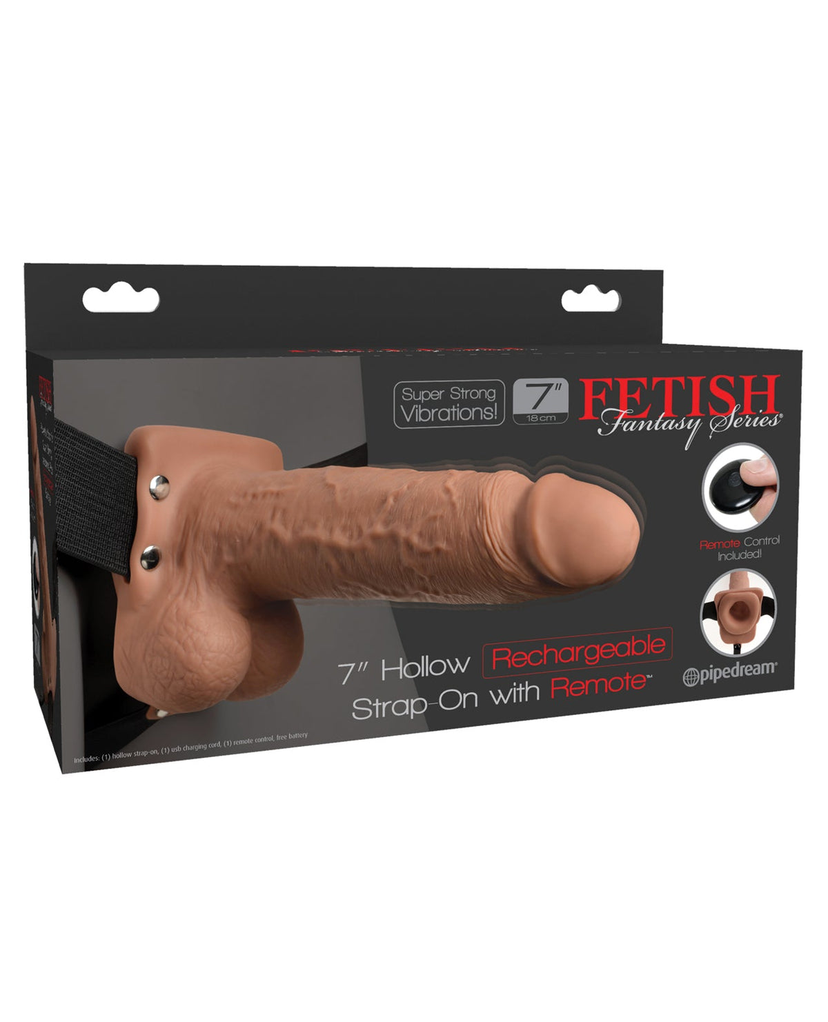Fetish Fantasy Series Fetish Fantasy Series 7" Hollow Rechargeable Strap On w/Remote - Tan