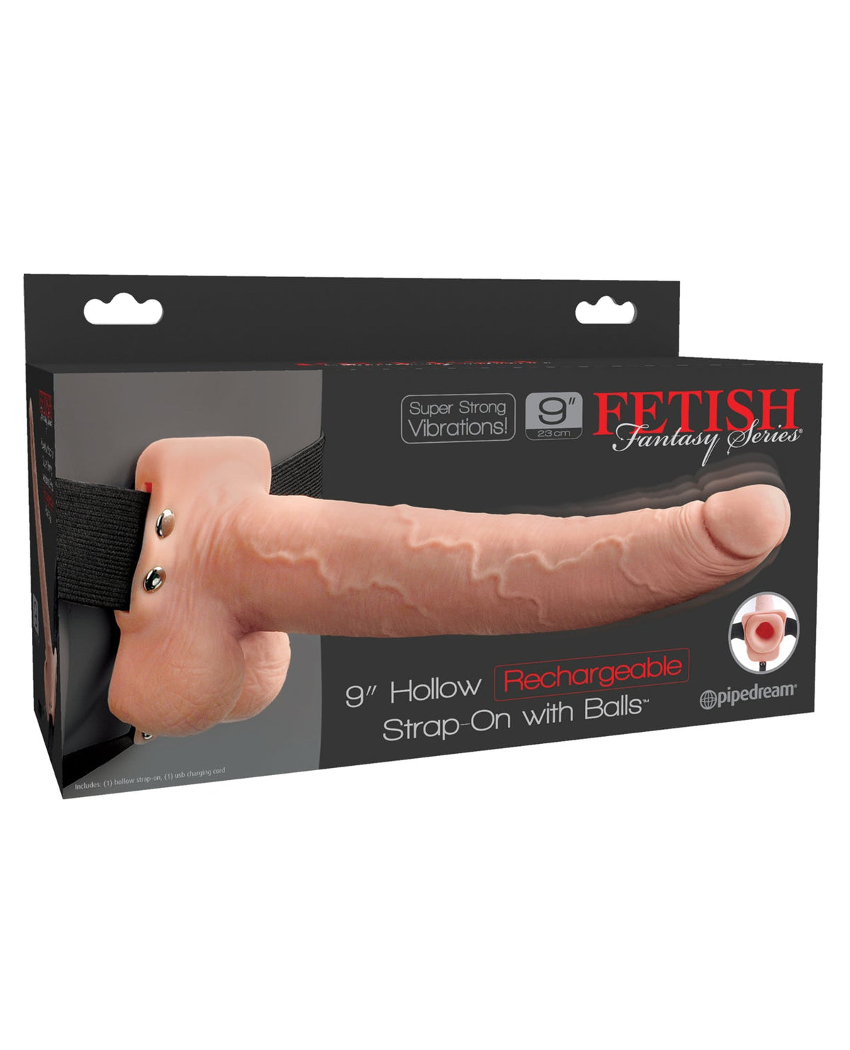 Fetish Fantasy Series Fetish Fantasy Series 9" Hollow Rechargeable Strap On w/Balls - Flesh