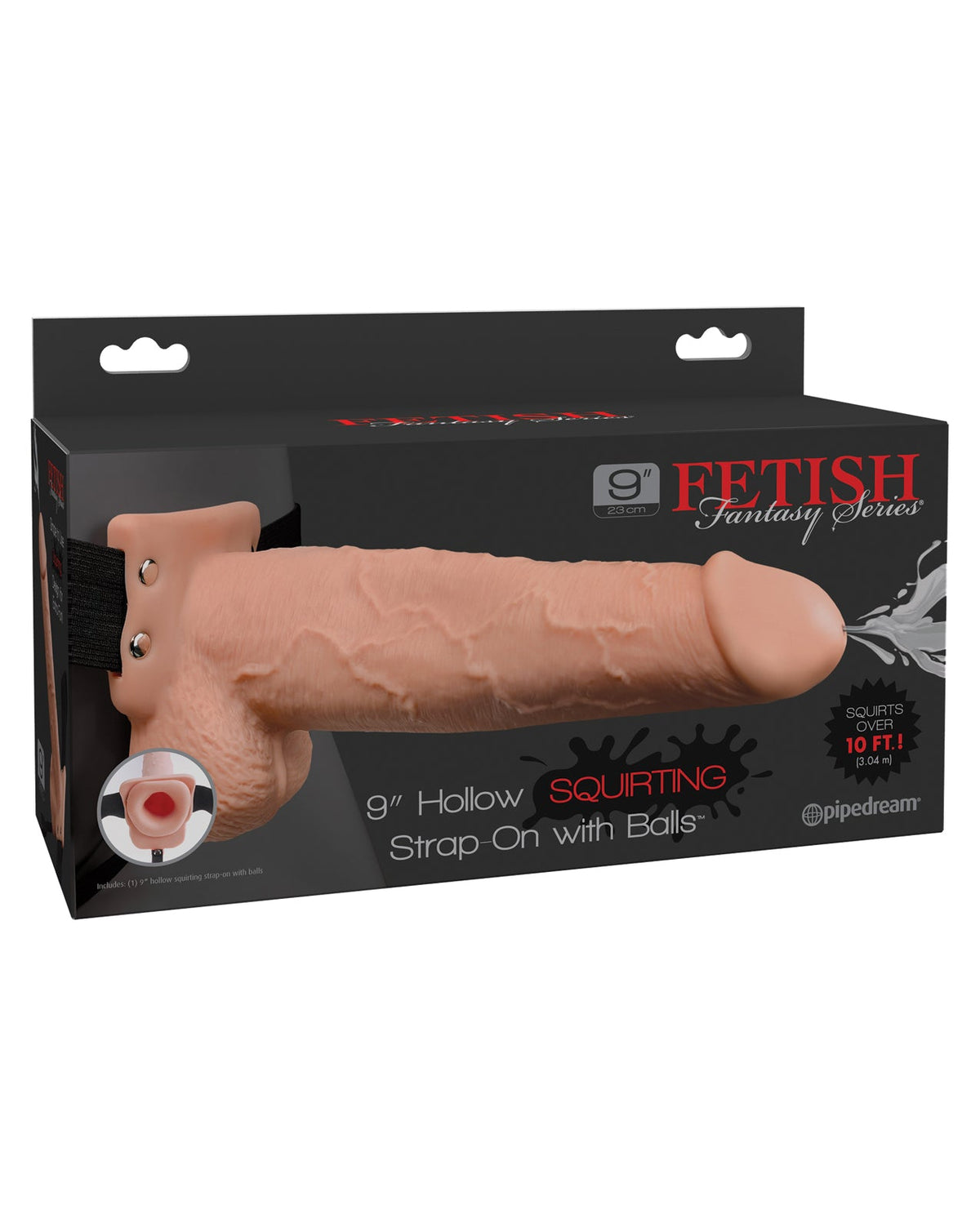 Fetish Fantasy Series Fetish Fantasy Series 9" Hollow Squirting Strap On w/Balls - Flesh