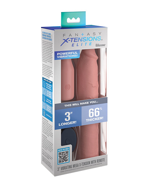 Fantasy X-tensions Fantasy X-tensions Elite 9" Sleeve Vibrating 3" Plug w/Remote - Light