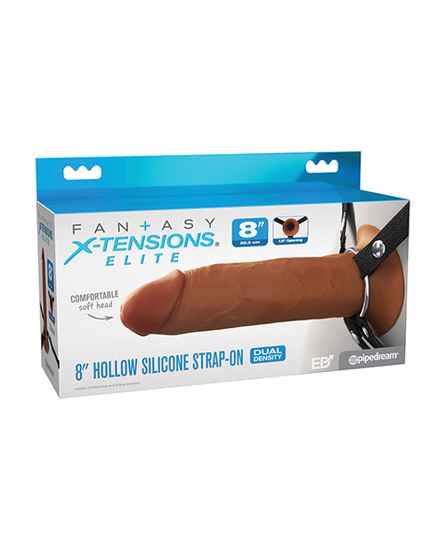 Fantasy X-tensions Fantasy X-Tensions Elite 8" Silicone Hollow Strap-on w/Harness - Brown