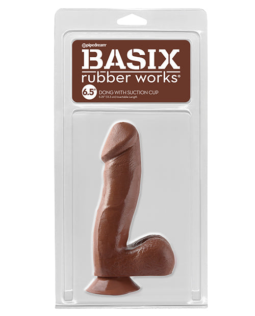 Basix Rubber Works Basix Rubber Works 6.5" Dong w/Suction Cup - Brown
