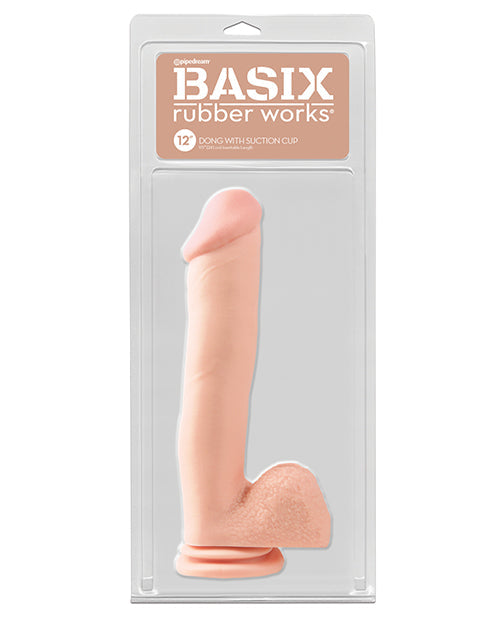 Basix Rubber Works Basix Rubber Works 12" Dong w/Suction Cup - Flesh