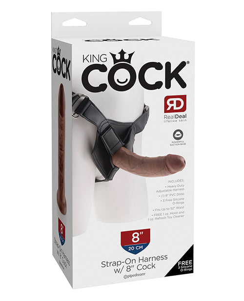 King Cock King Cock Strap-On Harness w/8" Cock - Brown