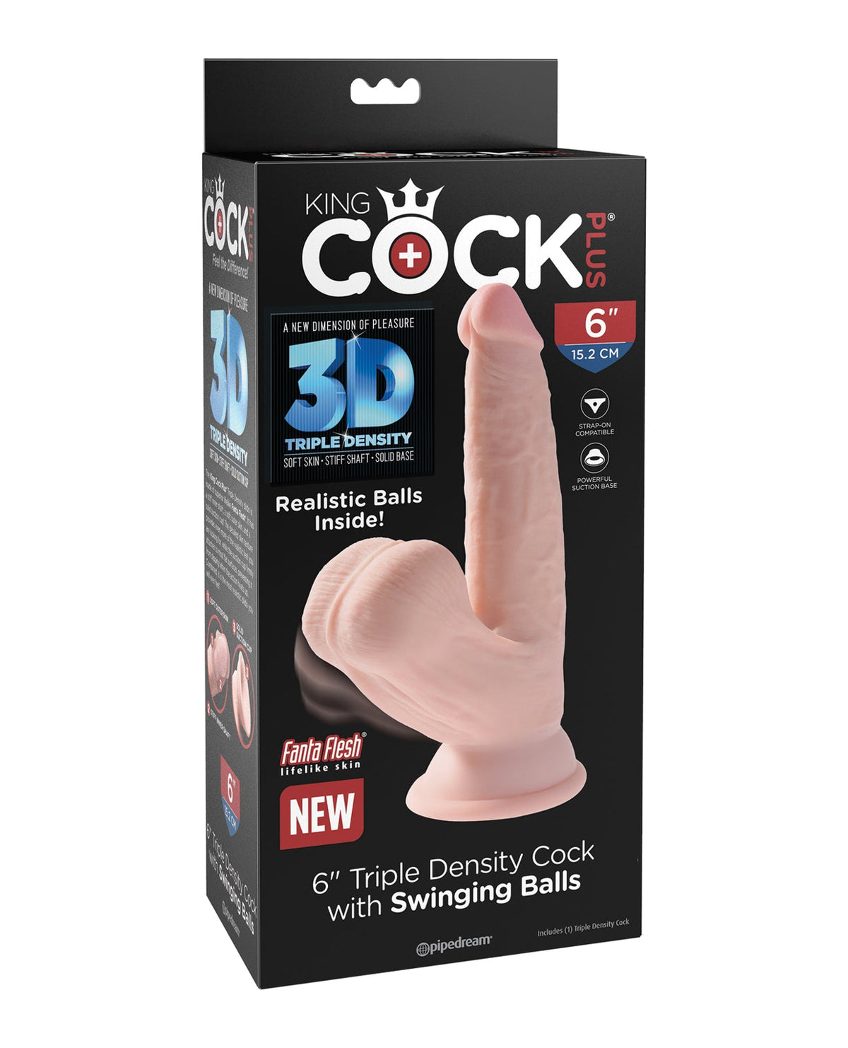 King Cock King Cock Plus 6" Triple Density Cock w/Swinging Balls - Ivory