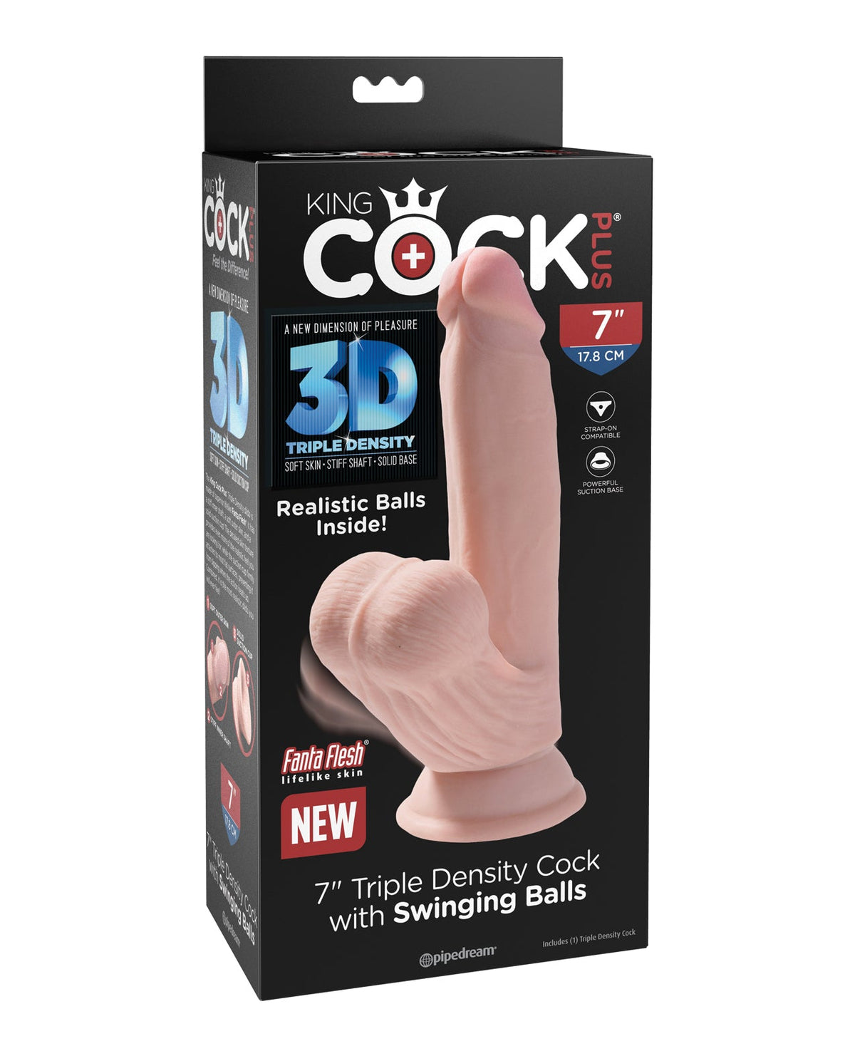 King Cock King Cock Plus 7" Triple Density Cock w/Swinging Balls - Ivory