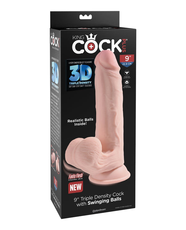 King Cock King Cock Plus 9" Triple Density Cock w/Swinging Balls - Ivory