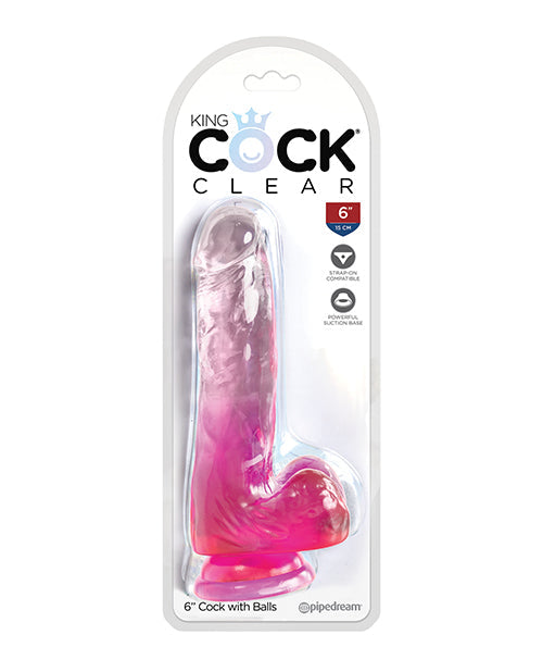 King Cock King Cock Clear 6" Cock w/Balls - Pink