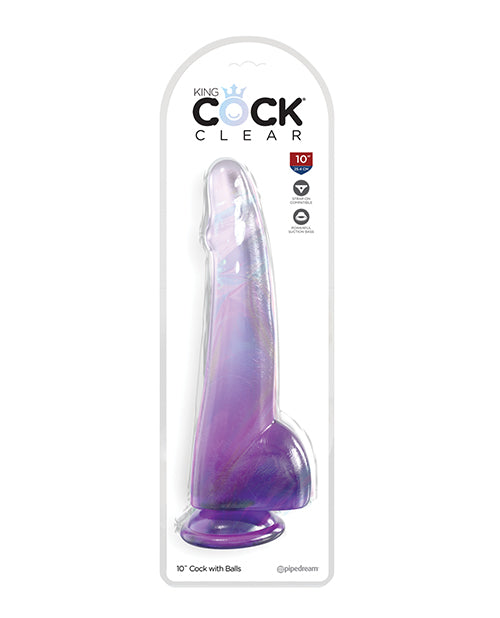 King Cock King Cock Clear 10" Cock w/Balls - Purple