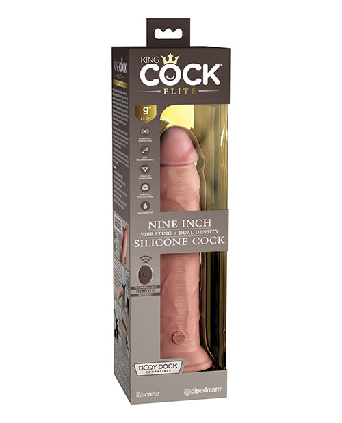King Cock Elite King Cock Elite 9" Dual Density Vibrating Silicone Cock w/Remote - Light
