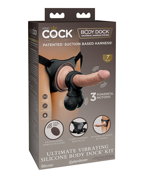 King Cock Elite King Cock Elite Ultimate Vibrating Silicone Body Dock Kit w/Remote