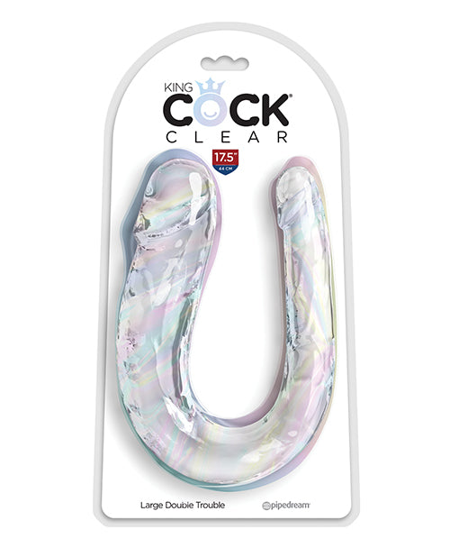 King Cock King Cock Clear Large Double Trouble Dildo - Clear