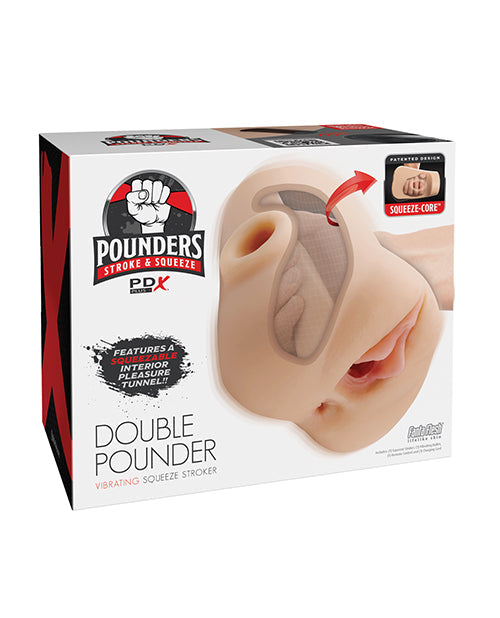 PDX Plus PDX Plus Double Pounder Vibrating Squeeze Stroker - Light