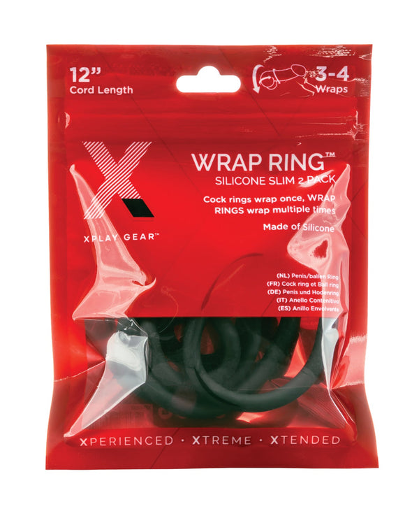 Xplay Gear Xplay Gear Silicone 12" Slim Wrap Ring - Black Pack of 2