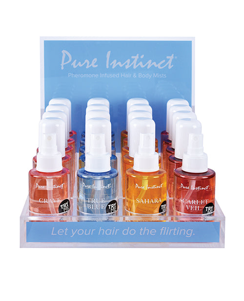Pure Instinct Pure Instinct Pheromone Hair & Body Mist Bundle w/Testers and Acrylic Display - 21 pcs