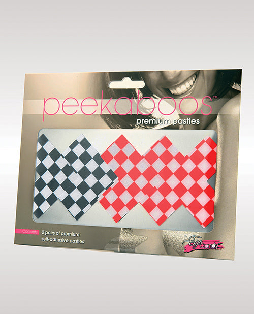 Peekaboos Peekaboos Off the Wall Checkered Pasties - 2 Pairs 1 Black/1 Red
