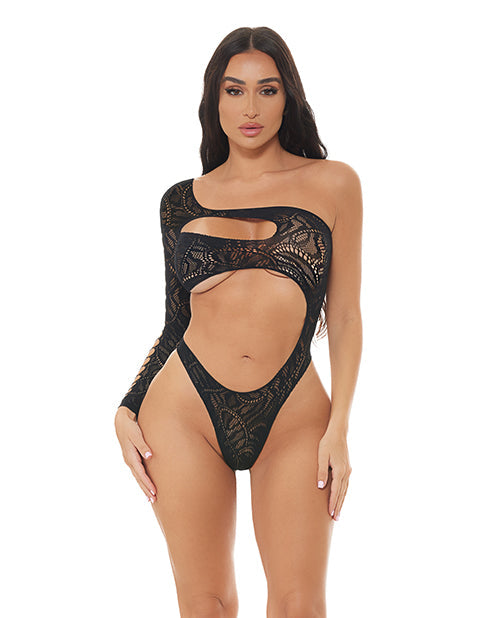 Pink Lipstick Pink Lipstick Tap In One Shoulder Teddy - Black O/S