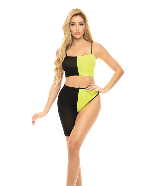 Pink Lipstick Pink Lipstick Block You Out Bandeau & Bottom Black/Yellow O/S