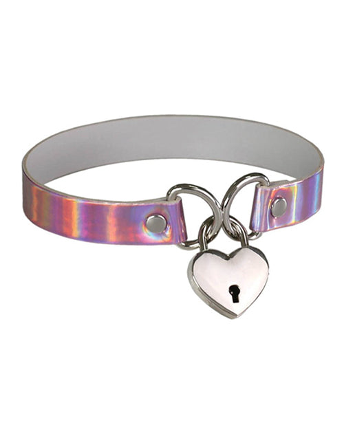 Plesur Plesur Heart Lock Collar - Holographic Pink