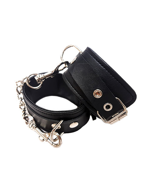 Rouge Rouge Fetish Play Vegan Leather Wrist Cuffs - Black