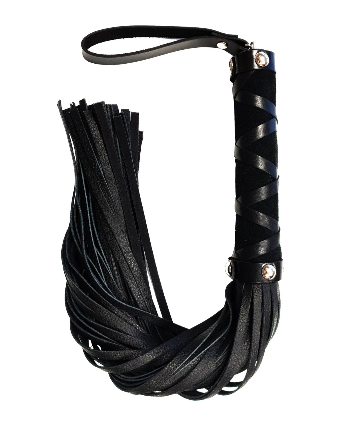 Rouge Rouge Short Leather Flogger w/Studs - Black