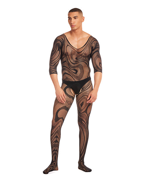 myluxurytoys Rainbow Party Supernova Body Stocking 2 pc Set w/Thong - Black S/M