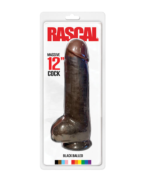 Rascal Toys Rascal Black Balled 12" Cock w/Balls - Black