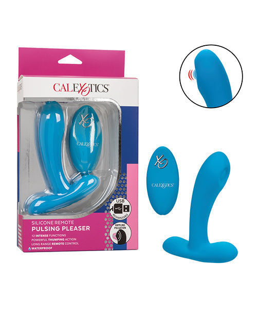 Remote Controlled Vibes Silicone Pulsing Pleaser w/Remote - Blue