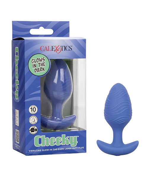 Cheeky Cheeky Glow in the Dark Vibrating Butt Plug - Large Blue