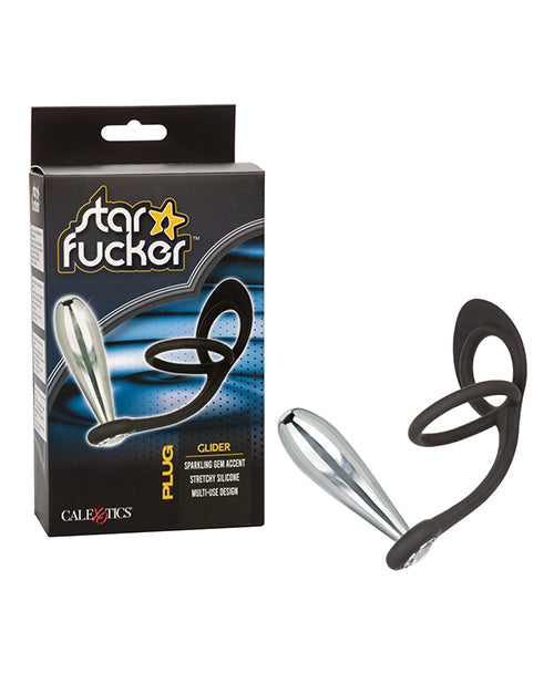 Star Fucker Star Fucker Glider Gem Plug w/Silicone Enhancer - Black