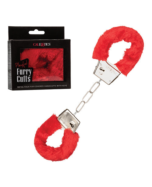 California Exotic Novelties Playful Furry Cuffs - Red