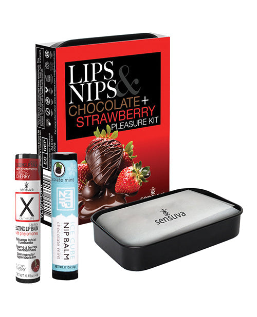 Sensuva Sensuva Lips & Nips Pleasure Kit - Chocolate Nip Zip + Chocolate Strawberry XBalm + 50 Ways to Kiss Guide