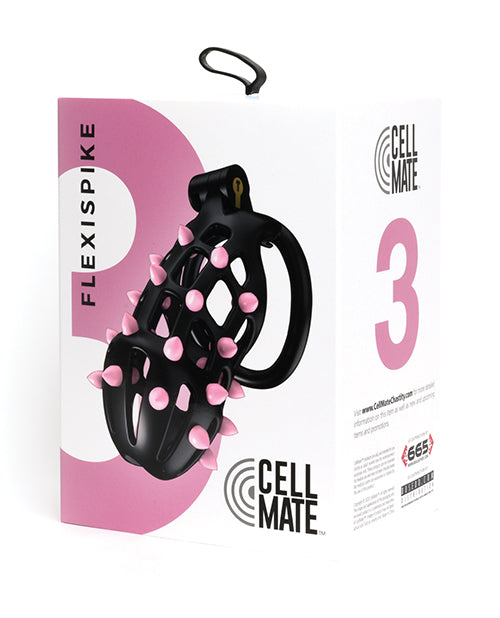 Sport Fucker Sport Fucker Cellmate FlexiSpike Chastity Cage - Size 3 Black/Pink