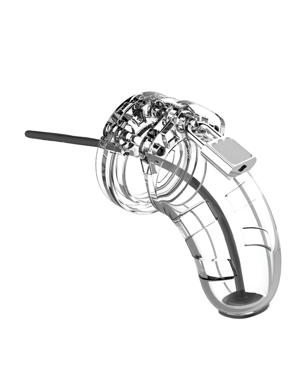 Man Cage Shots Man Cage 3.5" w/Silicone Urethral Sounding - Clear