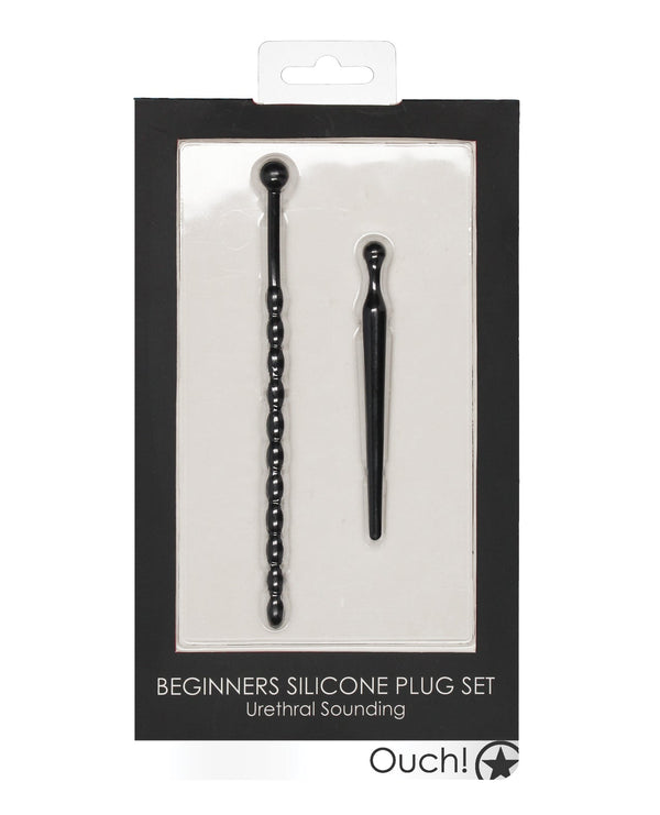 Ouch Shots Ouch Urethral Sounding Beginner's Silicone Plug Set - Black